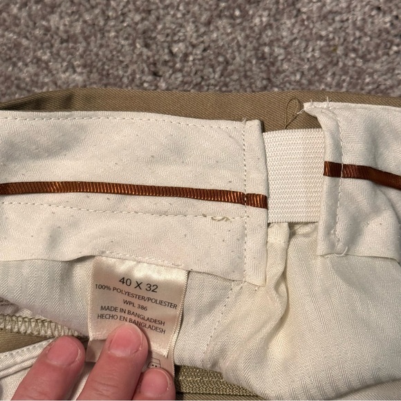 Mens Haggar Dress Pants With Elastic in the Waist 40 x 32 Big & Tall Tan - Picture 8 of 13